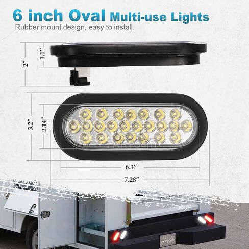 Partsam 2pcs 6 بوصة البيضاوي العنبر LED أضواء المقطورة 24LED، 6 "البيضاوي أدى بدوره إشارة وأضواء وقوف السيارات فلوش جروميت جبل مختومة 12V RV شاحنة مقطورة بيك اب الجبهة الوفير أضواء مصابيح للماء in Saudi Arabia