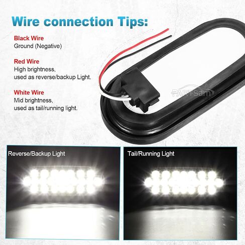 Partsam 2pcs 6 بوصة البيضاوي العنبر LED أضواء المقطورة 24LED، 6 "البيضاوي أدى بدوره إشارة وأضواء وقوف السيارات فلوش جروميت جبل مختومة 12V RV شاحنة مقطورة بيك اب الجبهة الوفير أضواء مصابيح للماء in Saudi Arabia