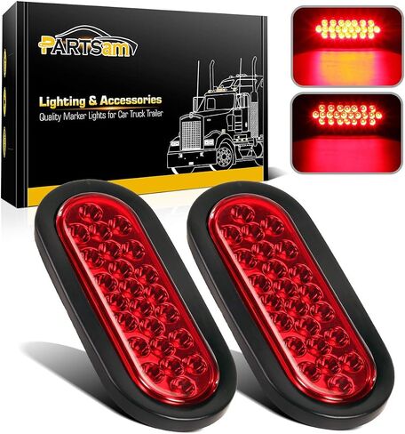 Partsam 2pcs 6 بوصة البيضاوي العنبر LED أضواء المقطورة 24LED، 6 "البيضاوي أدى بدوره إشارة وأضواء وقوف السيارات فلوش جروميت جبل مختومة 12V RV شاحنة مقطورة بيك اب الجبهة الوفير أضواء مصابيح للماء in Saudi Arabia