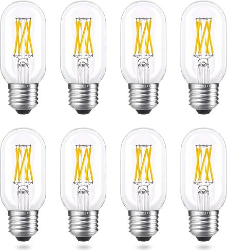 لمبة إضاءة LED T45/T14 قابلة للتعتيم E26، 6 وات (ما يعادل 60 وات)، أبيض ناعم 3000 ك، لمبات خيوط أنبوب إديسون LED عتيقة لأضواء قلادة مروحة السقف للثريا والحمام، 8 عبوات in Kuwait