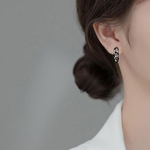 SLUYNZ 925 Sterling Silver Link Studs Earrings for Women Teen Girls Minimalist Studs Earrings Chain Link Studs in Saudi Arabia