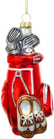 The Bridge Collection 5" Glittery Glass Golf Bag Ornament - Golfing Hanging Golf Clubs & Bag Christmas Ornament for Golfers in Saudi Arabia