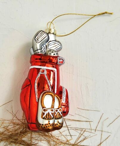 The Bridge Collection 5" Glittery Glass Golf Bag Ornament - Golfing Hanging Golf Clubs & Bag Christmas Ornament for Golfers in Saudi Arabia