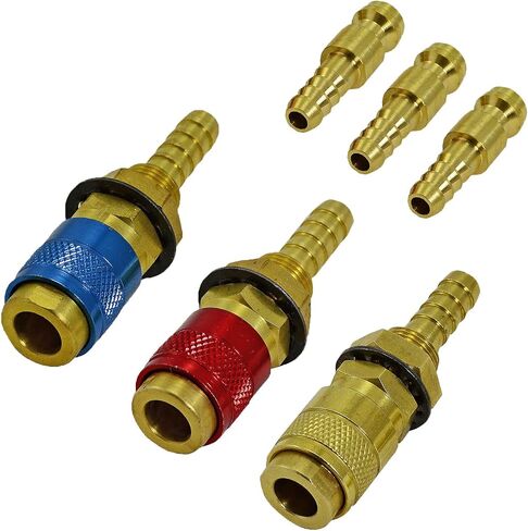 RIVERWELD Argon Quick Connect Fittings Hose Connector For PTA DB SR WP 9 17 18 26 TIG Welding Torch Red Blue Gold Color 3set in Kuwait
