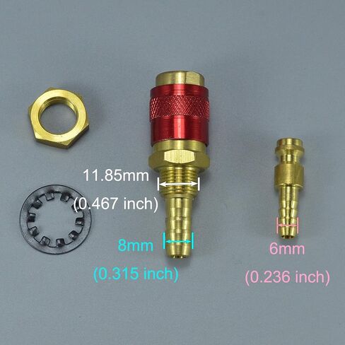 RIVERWELD Argon Quick Connect Fittings Hose Connector For PTA DB SR WP 9 17 18 26 TIG Welding Torch Red Blue Gold Color 3set in Kuwait