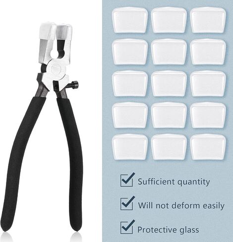 12 قطعة من الأطراف المطاطية لكماشات الجري الزجاجية المسطحة تنطبق على عرض يصل إلى 25 مم من أجل كماشة عمل الزجاج الملون القابلة للاستبدال وكماشة تشغيل الزجاج تثبيت الأجهزة in Kuwait