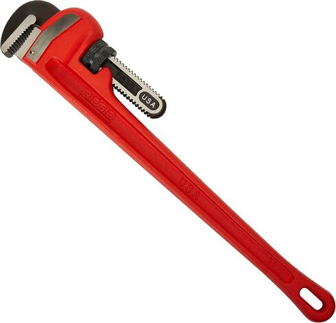 RIDGID 31030 Heavy-Duty Straight Pipe Wrench, 24" Sturdy Plumbing Wrench with Self Cleaning Threads and Hook Jaws, Red, Small in Saudi Arabia