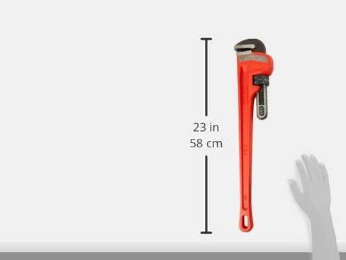 RIDGID 31030 Heavy-Duty Straight Pipe Wrench, 24" Sturdy Plumbing Wrench with Self Cleaning Threads and Hook Jaws, Red, Small in Saudi Arabia