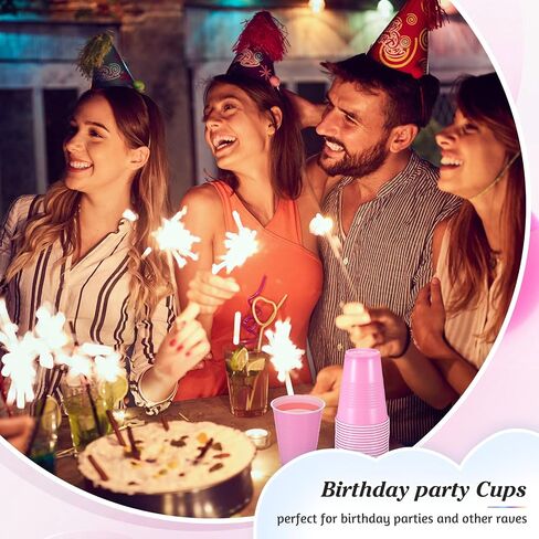Mifoci 50 قطعة من أكواب الشرب البلاستيكية بسعة 16 أونصة، أكواب بلاستيكية للاستعمال مرة واحدة لحفلات الزفاف والتخرج وحفلات أعياد الميلاد وعيد الحب والنزهات ومستلزمات الشواء (وردي) in Saudi Arabia