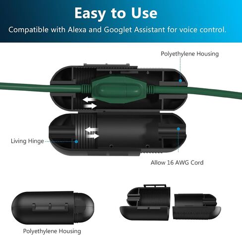 Outdoor Extension Cord Safety Cover 2pcs - Extension Cord Plug Connector Protector - Weatherproof Electrical Connection Box Protect Holiday Decoration String Lights, Plugs, Connectors, Outlet in Saudi Arabia