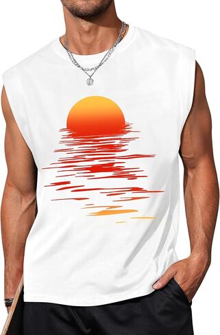 Men's Tank Tops Summer Graphic Beach Tank Tops for Men Running Tank Top Men Muscle Sleeveless Workout Shirts for Men in Saudi Arabia
