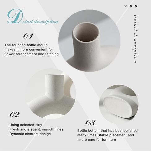White Minimalism Ceramic Vase, Modern Nordic Geometric Fine Mouth Decorative Vases, Creative Ceramic Flower Pot Art Vase Home Office Decoration Ornaments in Saudi Arabia