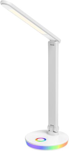 RGB Desk Lamp with Flexible Arm, 3-Level Color Temperature, USB Port, White, stepless dimming, RGB Light Strip, Gaming LED Light (Black) in Saudi Arabia