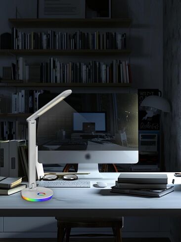 RGB Desk Lamp with Flexible Arm, 3-Level Color Temperature, USB Port, White, stepless dimming, RGB Light Strip, Gaming LED Light (Black) in Saudi Arabia