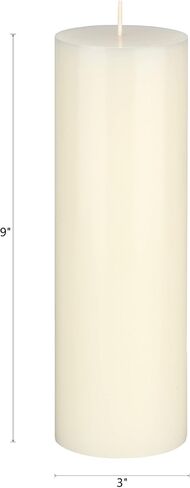 Mega Candles 1 pc Unscented Ivory Round Pillar Candle, Hand Poured Premium Wax Candles 3 Inch x 9 Inch, Home Décor, Wedding Receptions, Baby Showers, Birthdays, Celebrations, Party Favors & More in Saudi Arabia