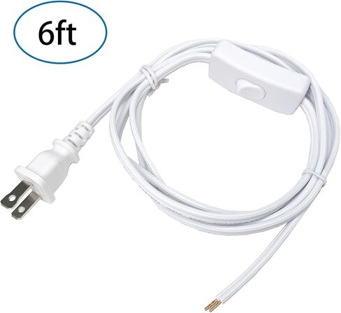 سلك مصباح مع قابس ومفتاح، سلك مفتاح إضاءة أسود بطول 6 أقدام، سلك تمديد 18 AWG 2 Prong، استبدال سلك المصباح، أطراف مخططة جاهزة لأسلاك وإصلاح كابل الإضاءة in Saudi Arabia