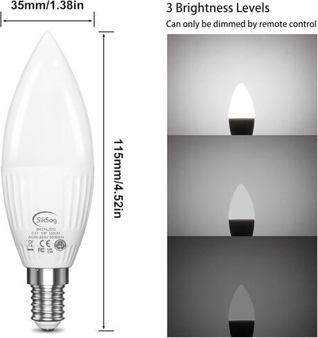 E12 LED Bulb Color Changing Candelabra Light Bulb with Remote Control, 50W Incandescent Equivalent, 560 Lumen,Cool White 5000K + 12 Colors, 5W E12 Small Base, Decorative Chandelier Light Bulb, 12 Pack in Saudi Arabia