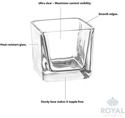 حامل شموع من Royal Imports على شكل مكعب مربع من زجاج Tealight لحفلات الزفاف وأعياد الميلاد والعطلات وديكور المنزل، مجموعة من 24 قطعة in Kuwait