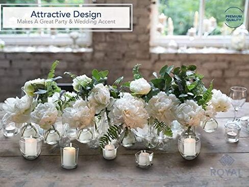 حامل شموع من Royal Imports على شكل مكعب مربع من زجاج Tealight لحفلات الزفاف وأعياد الميلاد والعطلات وديكور المنزل، مجموعة من 24 قطعة in Kuwait