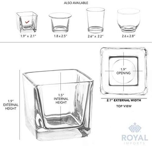حامل شموع من Royal Imports على شكل مكعب مربع من زجاج Tealight لحفلات الزفاف وأعياد الميلاد والعطلات وديكور المنزل، مجموعة من 24 قطعة in Kuwait