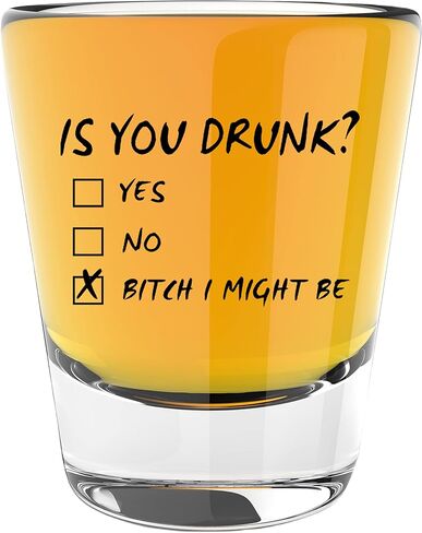 LitGifts Is You Drunk Shot Glass, Cute Shot Glasses for Women or Men, Funny Shot Glasses for Adults, Fun Gifts for Men or Women, Silly Drinking Glasses for Adults, 1.75 Ounce Glass Shot Glass in Saudi Arabia