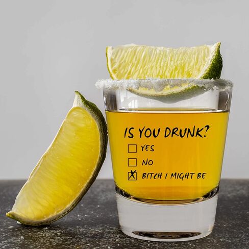 LitGifts Is You Drunk Shot Glass, Cute Shot Glasses for Women or Men, Funny Shot Glasses for Adults, Fun Gifts for Men or Women, Silly Drinking Glasses for Adults, 1.75 Ounce Glass Shot Glass in Saudi Arabia