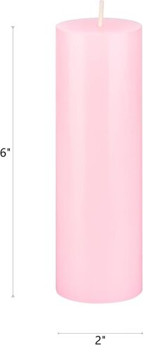 Mega Candles 1 pc Unscented Pink Round Pillar Candle, Hand Poured Premium Wax Candles 2 Inch x 6 Inch, Home Décor, Wedding Receptions, Baby Showers, Birthdays, Celebrations, Party Favors & More in Saudi Arabia