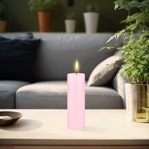 Mega Candles 1 pc Unscented Pink Round Pillar Candle, Hand Poured Premium Wax Candles 2 Inch x 6 Inch, Home Décor, Wedding Receptions, Baby Showers, Birthdays, Celebrations, Party Favors & More in Saudi Arabia