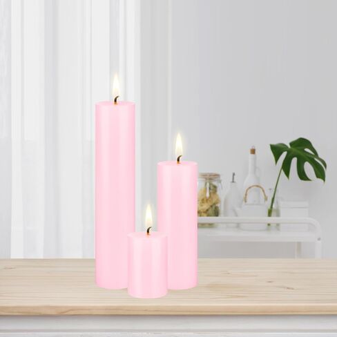 Mega Candles 1 pc Unscented Pink Round Pillar Candle, Hand Poured Premium Wax Candles 2 Inch x 6 Inch, Home Décor, Wedding Receptions, Baby Showers, Birthdays, Celebrations, Party Favors & More in Saudi Arabia
