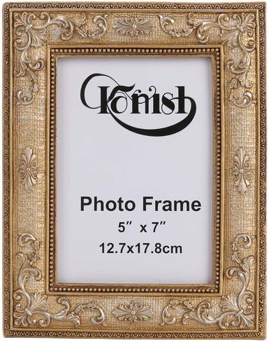 Antique Gold Frame 5x7 Tabletop & Wall Display Ornate Vintage Floral Picture Frames 5 x 7 with Silver Embossed Flowers in Saudi Arabia