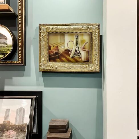 Antique Gold Frame 5x7 Tabletop & Wall Display Ornate Vintage Floral Picture Frames 5 x 7 with Silver Embossed Flowers in Saudi Arabia