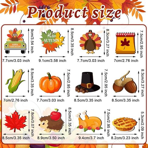 Jetec 24 Pcs Thanksgiving Ornaments Decorations for Tree Indoor Fall Wood Turkey Ornaments Pumpkin Leaves Acorns Thanksgiving Hanging Decor with String Vintage Plaques for Tree Ceiling Harvest Party in Saudi Arabia