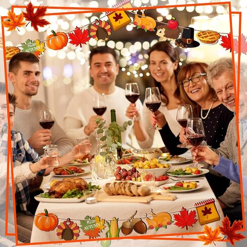 Jetec 24 Pcs Thanksgiving Ornaments Decorations for Tree Indoor Fall Wood Turkey Ornaments Pumpkin Leaves Acorns Thanksgiving Hanging Decor with String Vintage Plaques for Tree Ceiling Harvest Party in Saudi Arabia
