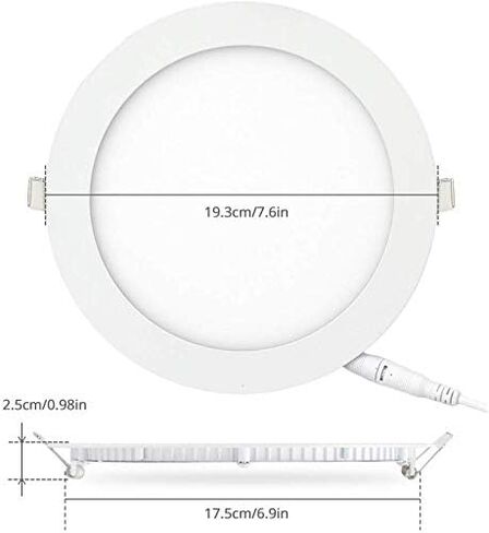 Esbaybulbs 7 بوصة 18 واط LED ضوء السقف راحة، LED الإضاءة راحة التحديثية 6000K ضوء النهار الأبيض رقيقة جدا سقف LED يمكن أن تضيء النازل سهلة التركيب 4 حزمة in Kuwait