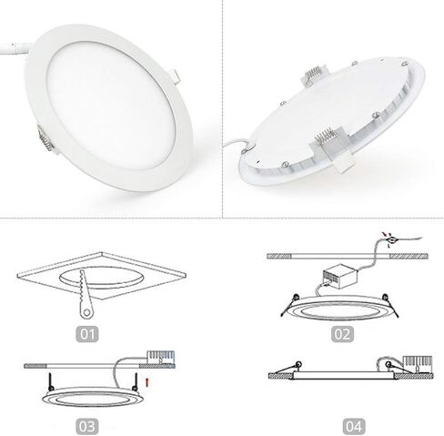 Esbaybulbs 7 بوصة 18 واط LED ضوء السقف راحة، LED الإضاءة راحة التحديثية 6000K ضوء النهار الأبيض رقيقة جدا سقف LED يمكن أن تضيء النازل سهلة التركيب 4 حزمة in Kuwait