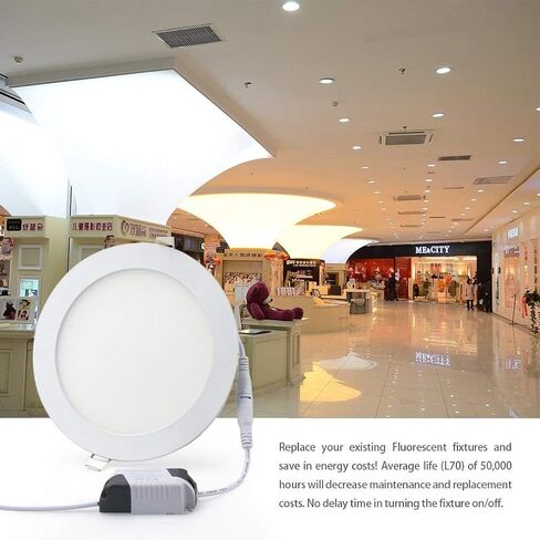 Esbaybulbs 7 بوصة 18 واط LED ضوء السقف راحة، LED الإضاءة راحة التحديثية 6000K ضوء النهار الأبيض رقيقة جدا سقف LED يمكن أن تضيء النازل سهلة التركيب 4 حزمة in Kuwait