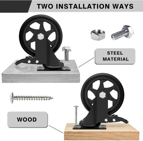 5 Inch Heavy Duty Casters Set of 4, Locking Industrial Casters with Brake, Swivel Top Plate Casters Wheels for Furniture and Workbench(Free Hardware Kits) in Saudi Arabia