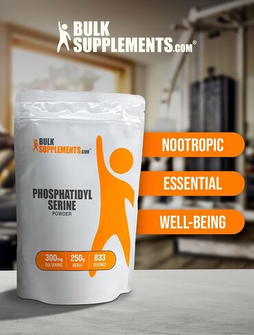 BulkSupplements.com Phosphatidylserine Powder - Phosphatidylserine Supplement, Sourced from Soy Beans - 300mg per Serving (60mg of Phosphatidylserine), 25g (0.88 oz) (Pack of 1) in Saudi Arabia