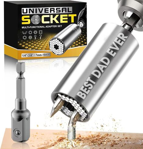 Universal Socket, tools Gifts for Men Husband Dad Handyman Boyfriend, Father's Day Birthday Gifts, Super Socket Wrench Set with Power Drill Adapter(7-19mm) in Saudi Arabia