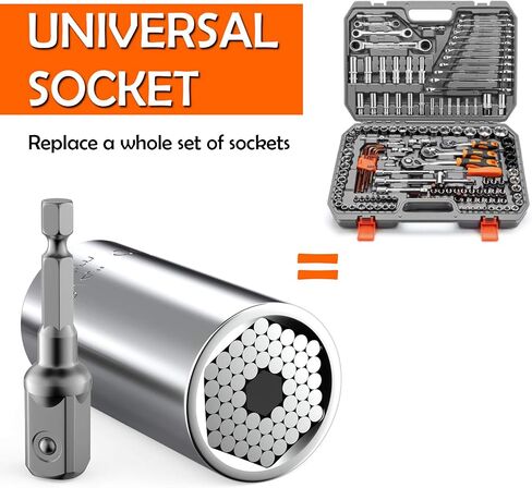 Universal Socket, tools Gifts for Men Husband Dad Handyman Boyfriend, Father's Day Birthday Gifts, Super Socket Wrench Set with Power Drill Adapter(7-19mm) in Saudi Arabia