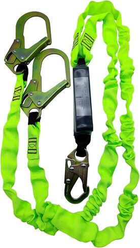 6FT Double Leg Internal Shock Absorber Safety Fall Protection Lanyard for Construction with Snap & Rebar Hook in Saudi Arabia