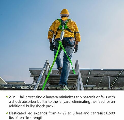 6FT Double Leg Internal Shock Absorber Safety Fall Protection Lanyard for Construction with Snap & Rebar Hook in Saudi Arabia