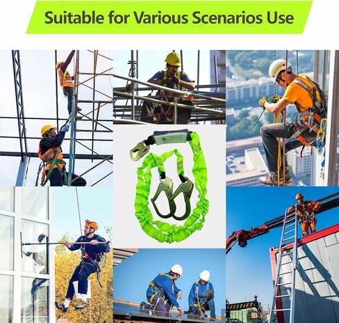 6FT Double Leg Internal Shock Absorber Safety Fall Protection Lanyard for Construction with Snap & Rebar Hook in Saudi Arabia