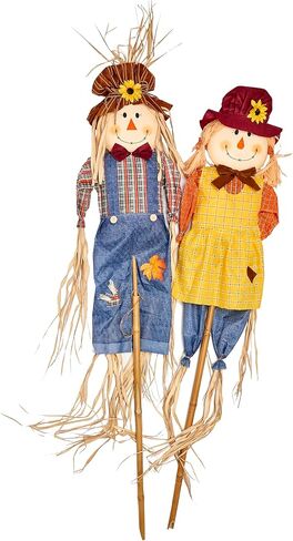 Worth Imports 2641 Scarecrow On Pole (Set of 2), 5', Blue Yellow, 2 Count in Kuwait