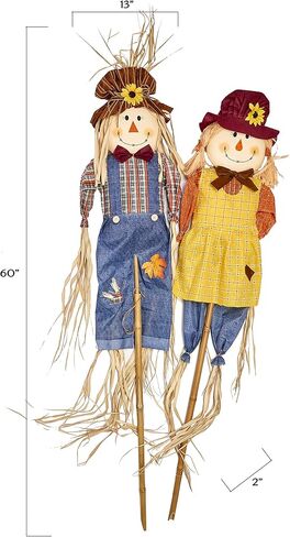 Worth Imports 2641 Scarecrow On Pole (Set of 2), 5', Blue Yellow, 2 Count in Kuwait