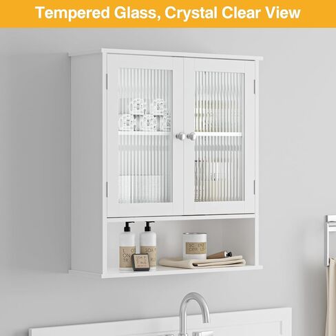 Bathroom Cabinet Wall Mount, Medicine Cabinet with Doors & Adjustable Shlef, Over The Toilet Bathroom Storage Cabinet, Wall Cabinet for Bathroom, Kitchen, Living Room, Bedroom, White in Saudi Arabia