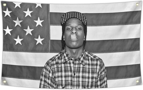Generic American Rap Asapp Rapper Tapestry 3x5FT نسيج مضحك مع 4 حلقات نحاسية لسهولة التعليق على الحائط لغرفة المعيشة وغرفة النوم وديكور الكلية، كبير، رمادي in Saudi Arabia