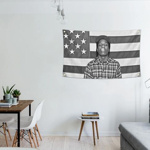 Generic American Rap Asapp Rapper Tapestry 3x5FT نسيج مضحك مع 4 حلقات نحاسية لسهولة التعليق على الحائط لغرفة المعيشة وغرفة النوم وديكور الكلية، كبير، رمادي in Saudi Arabia