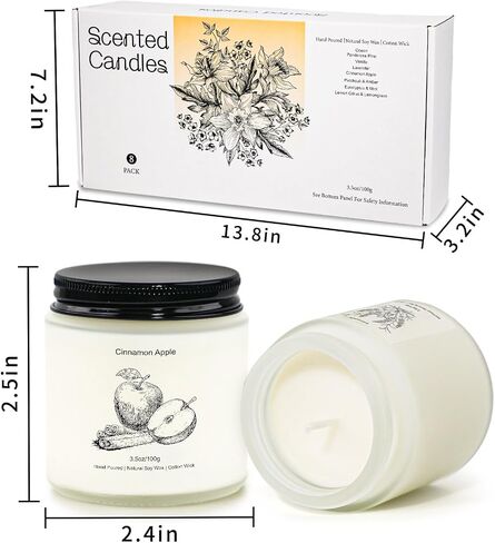 مجموعة 8 شموع معطرة للمنزل، مجموعة هدايا شموع عطرية للنساء، مجموعة شموع شمع الصويا الطبيعية، مثالية لديكور المنزل وأعياد الميلاد، وعيد الحب، وعيد الشكر، وهدايا عيد الميلاد in Saudi Arabia