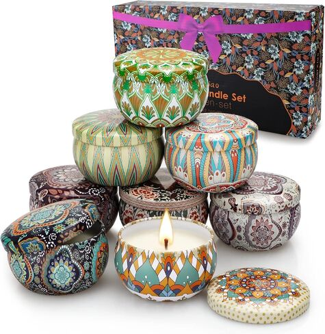 8 Pack Candles for Home Scented, Aromatherapy Candles Gifts Set for Women, Natural Soy Wax Jar Candles Set, Ideal for Home Decor and Birthday, Valentine's Day, Thanksgiving, Christmas Gifts in Saudi Arabia